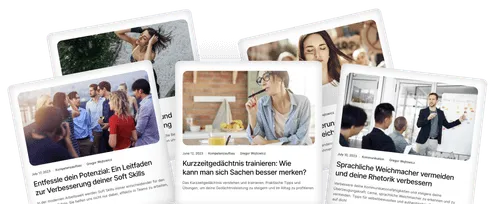 Collage aus mehreren Fotos, die verschiedene Business- und Coaching-Situationen zeigen, angeordnet wie ein Blog-Preview
